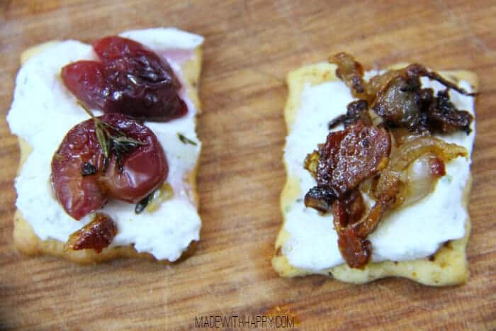 Herbed Goat Cheese Appetizer Recipe | Roasted Grapes and Goat Cheese | Bacon and Goat Cheese | www.madewithHAPPY.com | #WowWithTownhouse #sponsored
