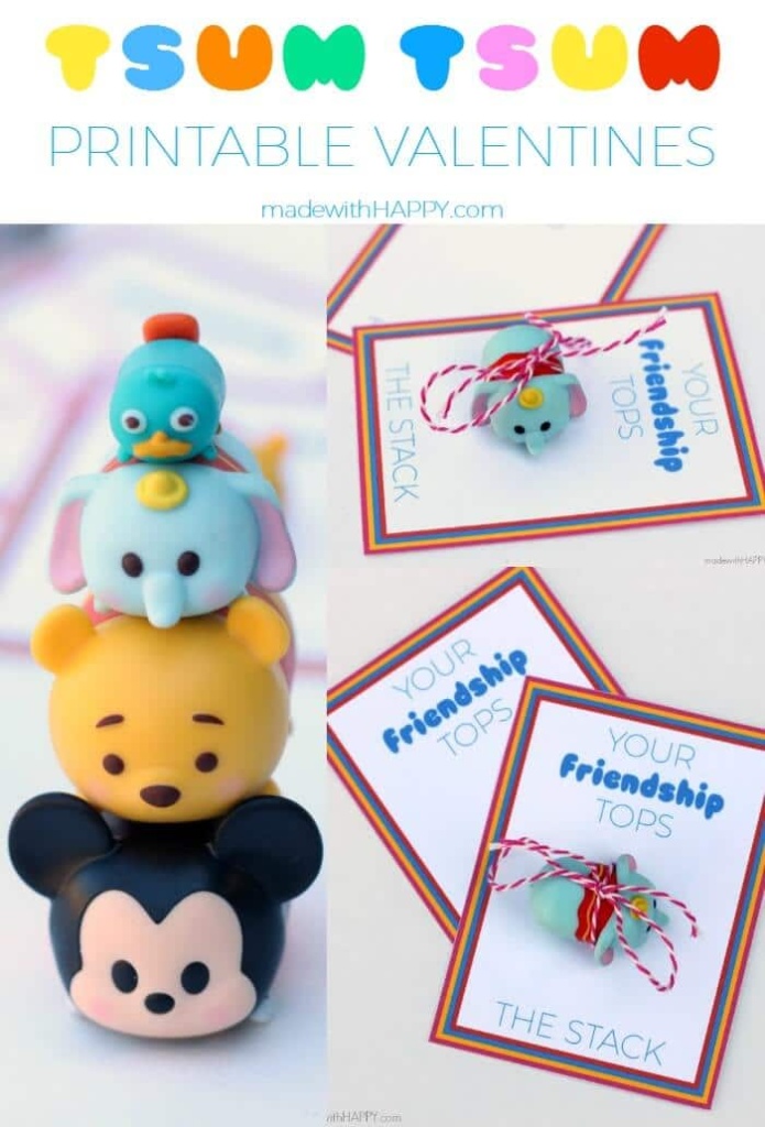 Tsum Tsum Printable Valentines | Free Printable Valentines | Disney Tsum-Tsum Stackable Valentines | www.madewithHAPPY.com