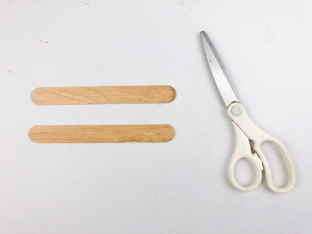two popsicle sticks with scissors