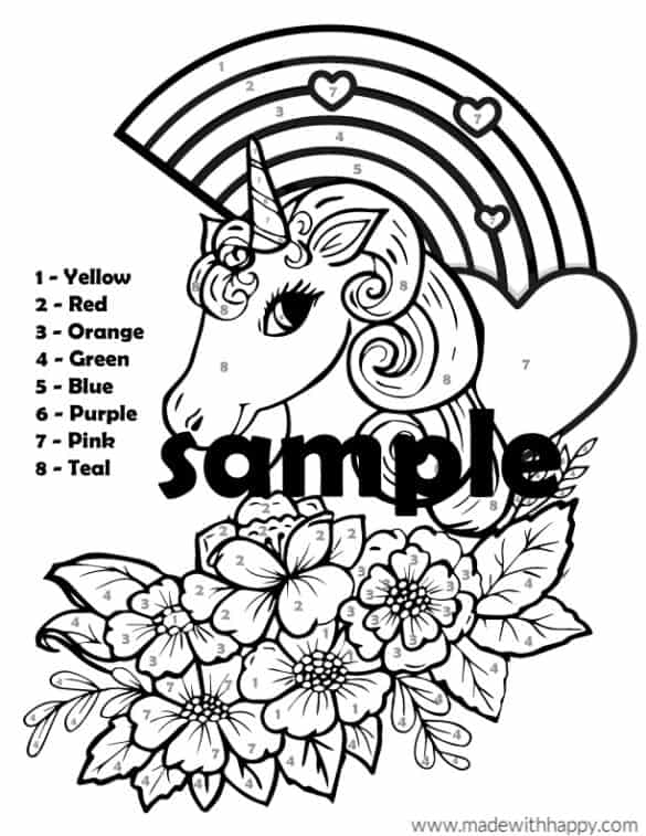 Unicorn Color By Number - Free Printable Unicorn Coloring Pages