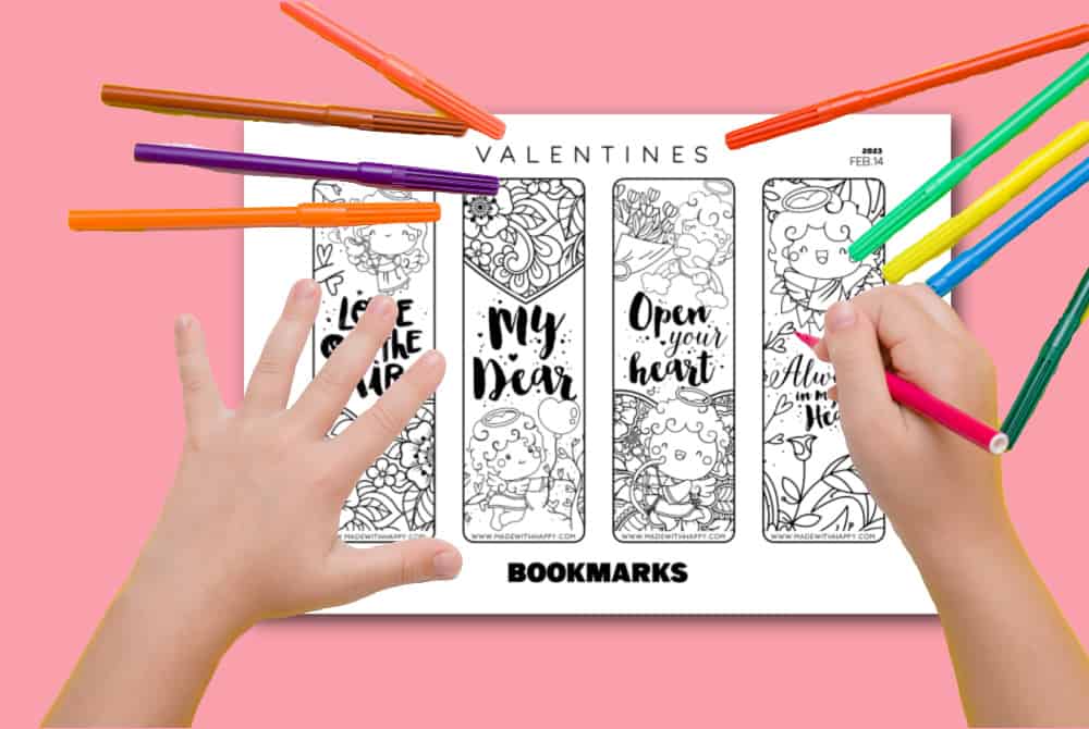 valentine bookmarks to color