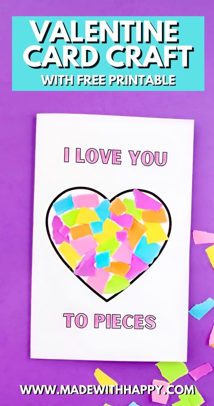 Valentine Card Craft Free Printable I Love You To Pieces Kids Crafts
