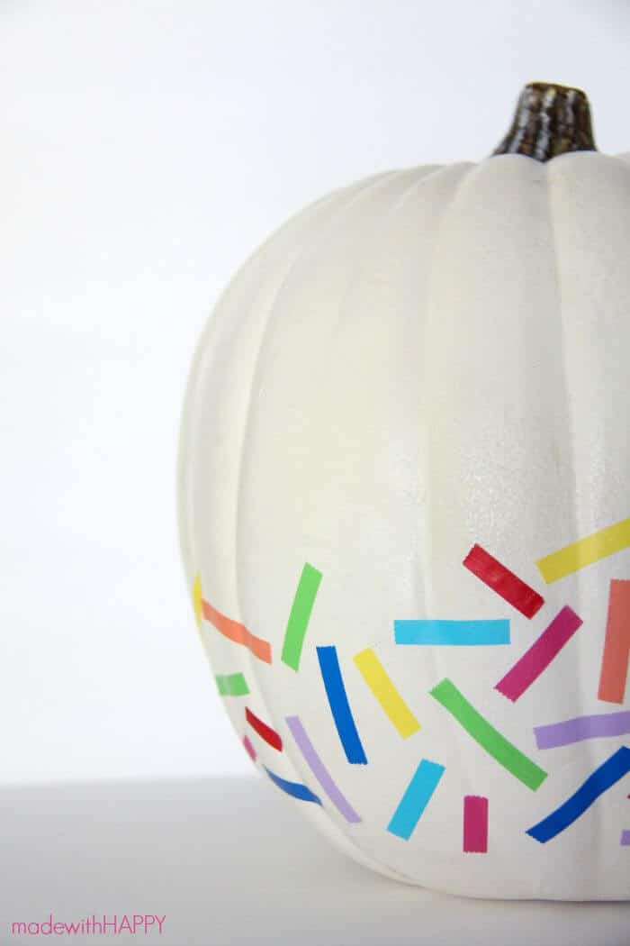 Washi Tape Pumpkin | No Carve Pumpkin | Rainbow Pumpkin | HAPPY Pumpkins | www.madewithhappy.com