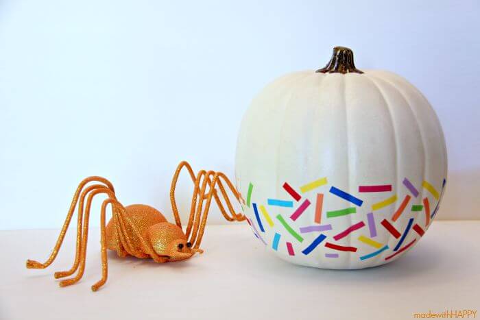 Washi Tape Pumpkin | No Carve Pumpkin | Rainbow Pumpkin | HAPPY Pumpkins | www.madewithhappy.com
