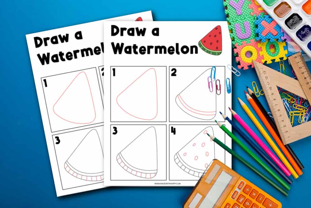 watermelon drawing easy