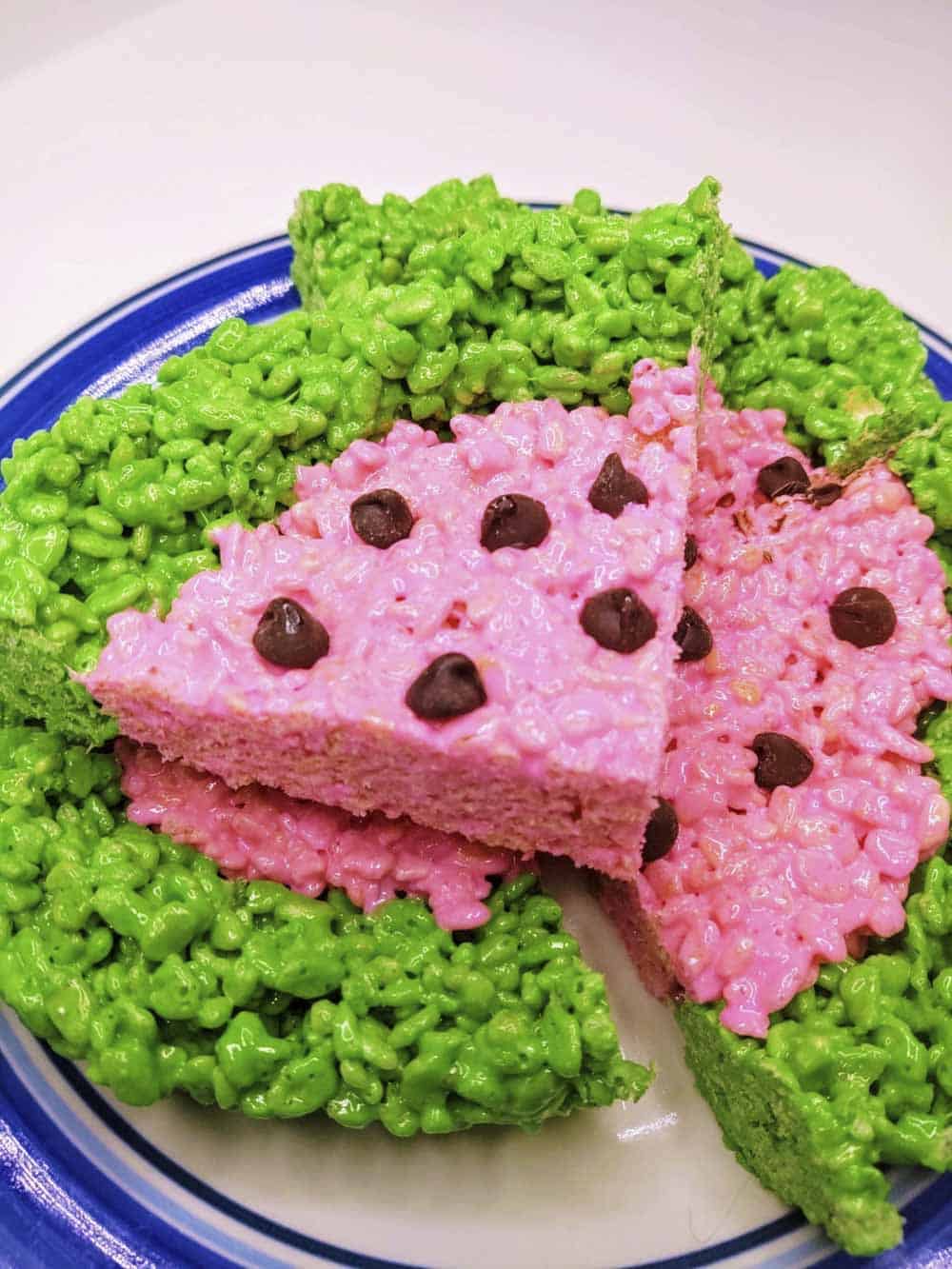 Watermelon rice krispie treats