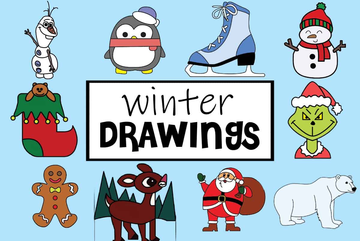 winter drawings stock photos with tutorials