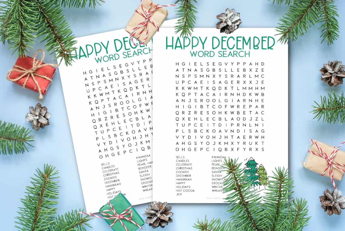 word search for december