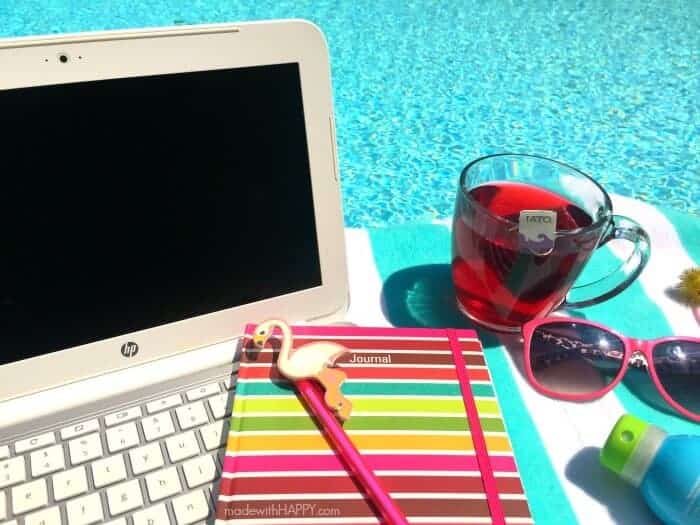 Pool Day Working from Home | Greek Salad and Passion Tea | Back to School | Back to Work | www.madewithhappy.com