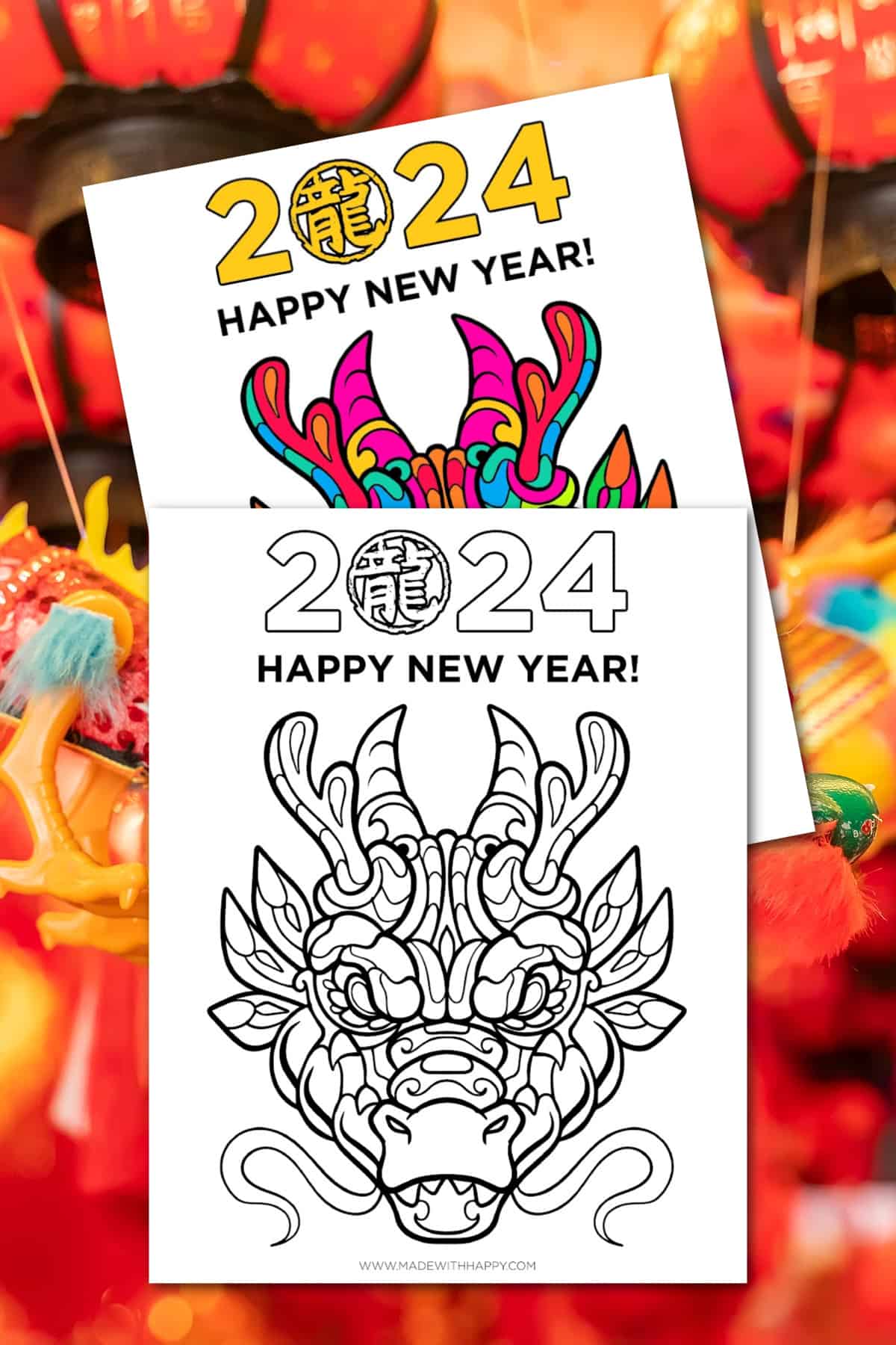 year of the dragon head coloring page